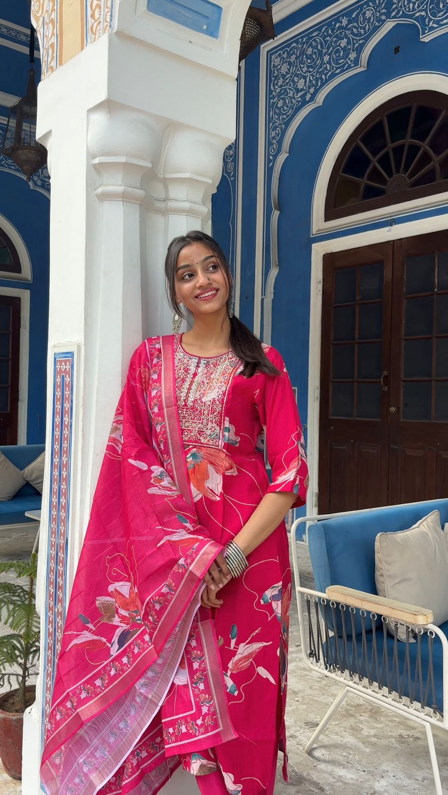 Vertican Silk Kurti Pant Duptta Set