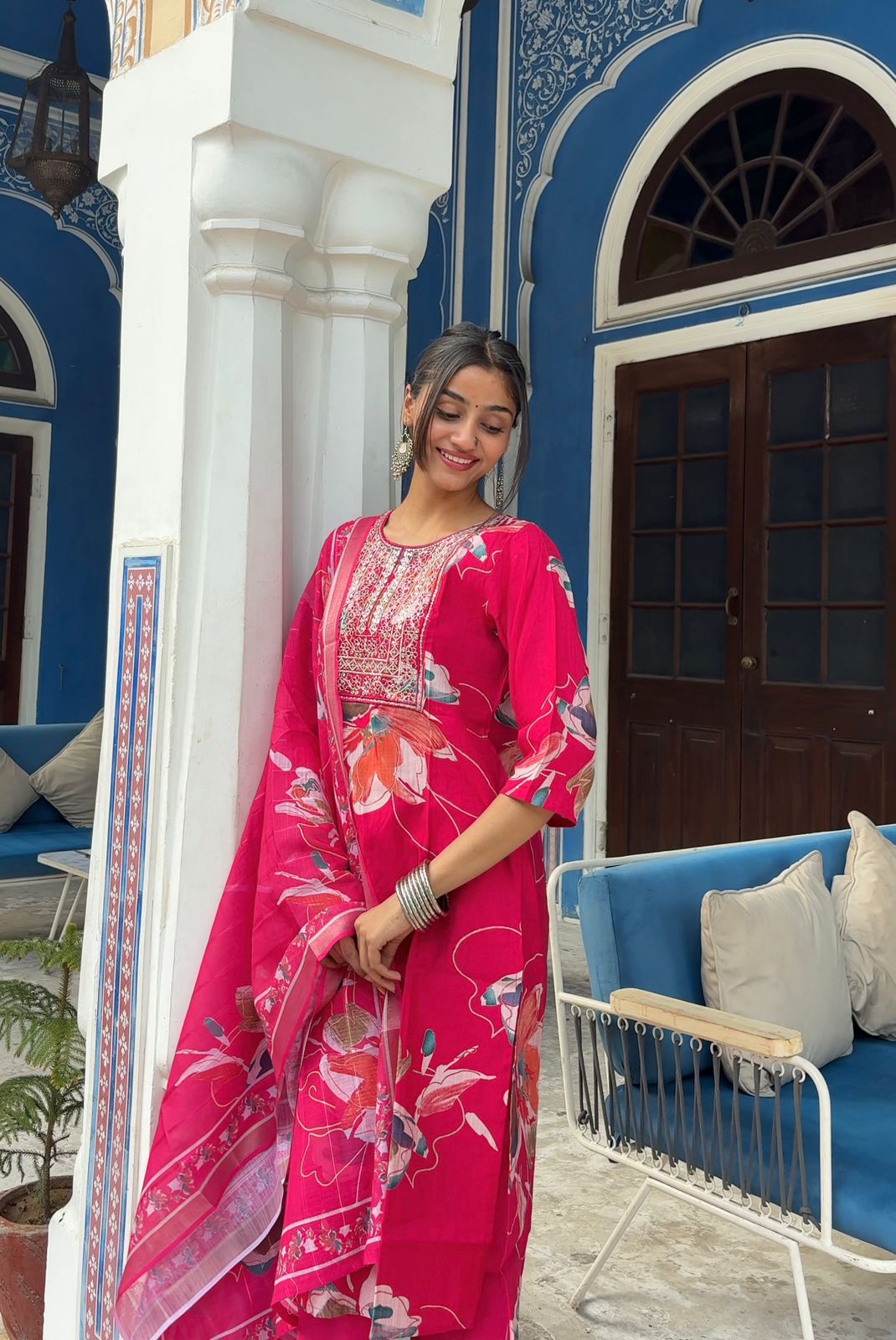 Vertican Silk Kurti Pant Duptta Set